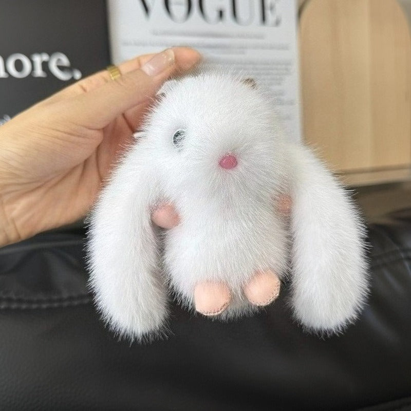 2pcs Rabbit Pendant Plush Toy Keychain for Backpack or Car Keys Party Style