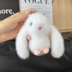 2pcs Rabbit Pendant Plush Toy Keychain for Backpack or Car Keys Party Style