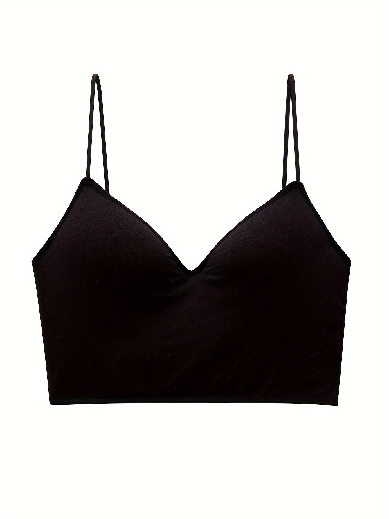 Solid Cami Top V Neck Sleeveless Padded Top