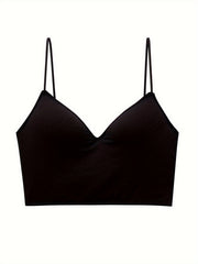 Solid Cami Top V Neck Sleeveless Padded Top