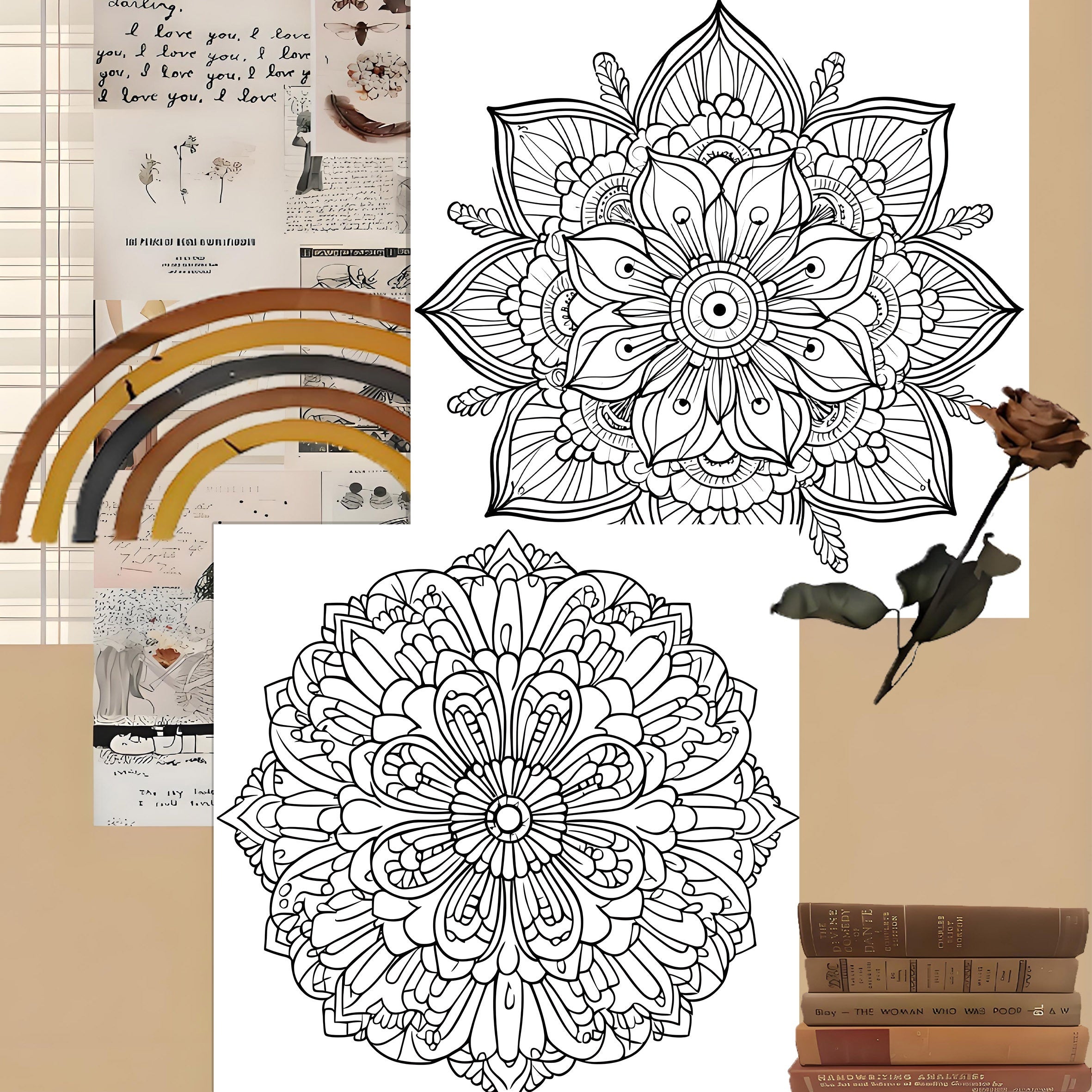 Deluxe Mandala Coloring Book for Adults, 24 Pages, Ideal Gift for Holidays