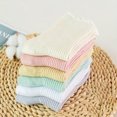 6 Pairs Ribbed Socks Breathable Women's Stockings
