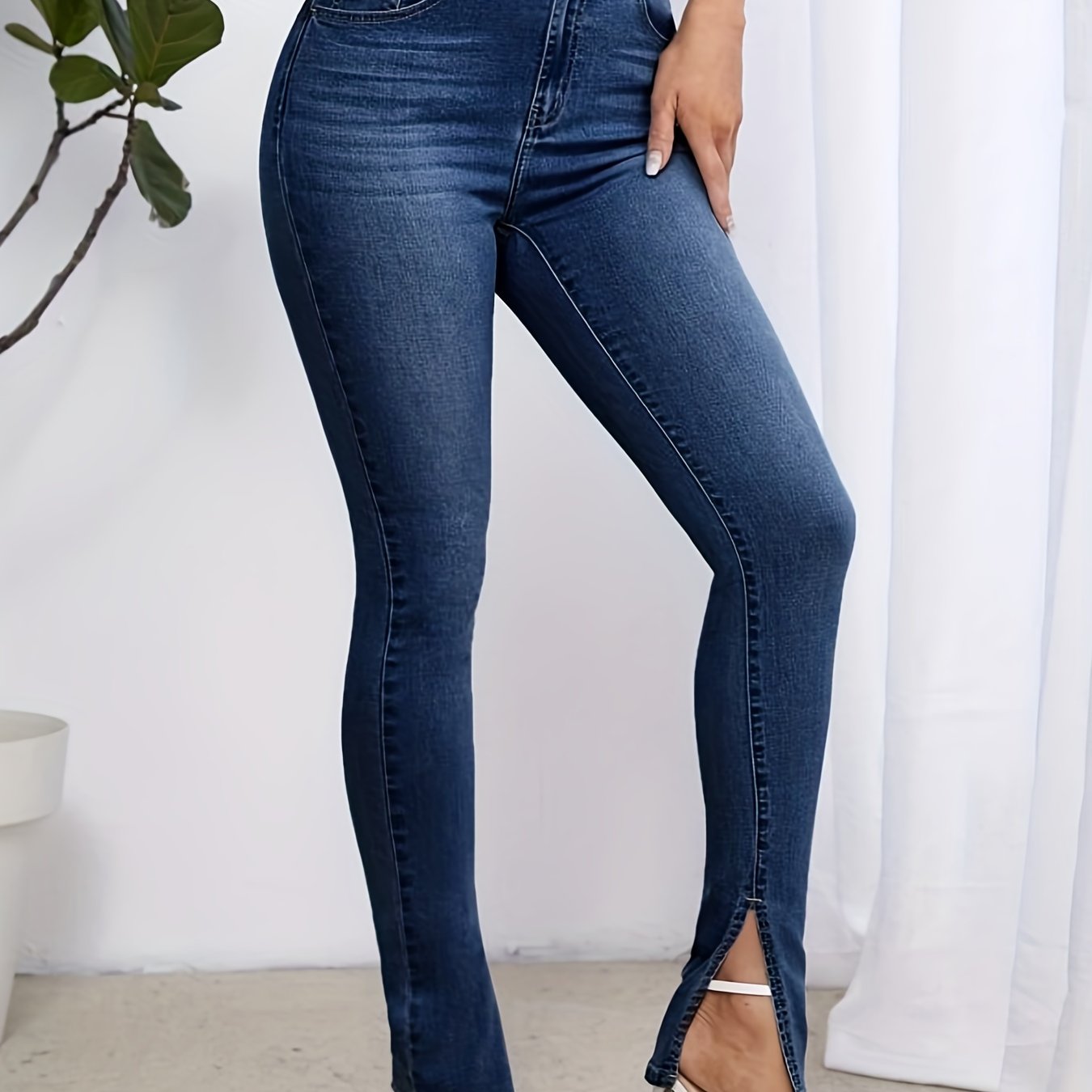 High Waist Dark Skinny Jeans for Women