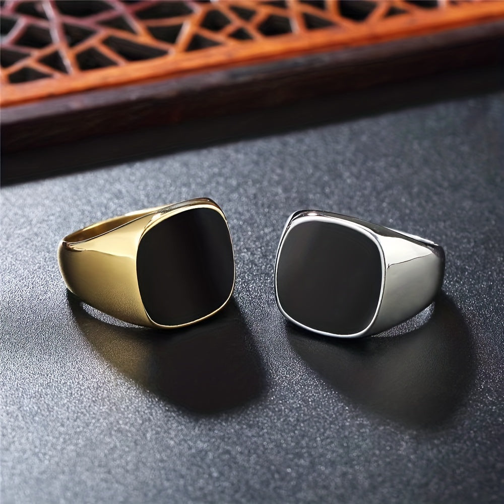 Men's Enamel Square Ring Stylish Jewelry