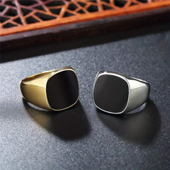 Men's Enamel Square Ring Stylish Jewelry