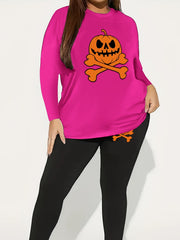  Halloween 2pcs Set Women's Plus Graphic Print Tee & Leggings Set