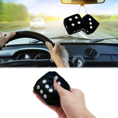 2pcs Plush Dice Toy Suction Cup Pendant Car Window Decoration