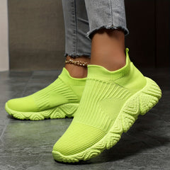 Women's Flying Woven Slip On Sneakers Lightweight Casual Walking Shoes