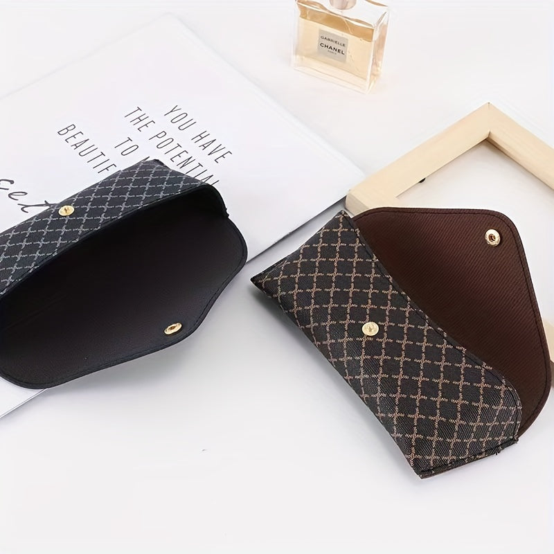 Plaid Glasses Bag Snap Button Sunglasses Reading Glasses Pouch