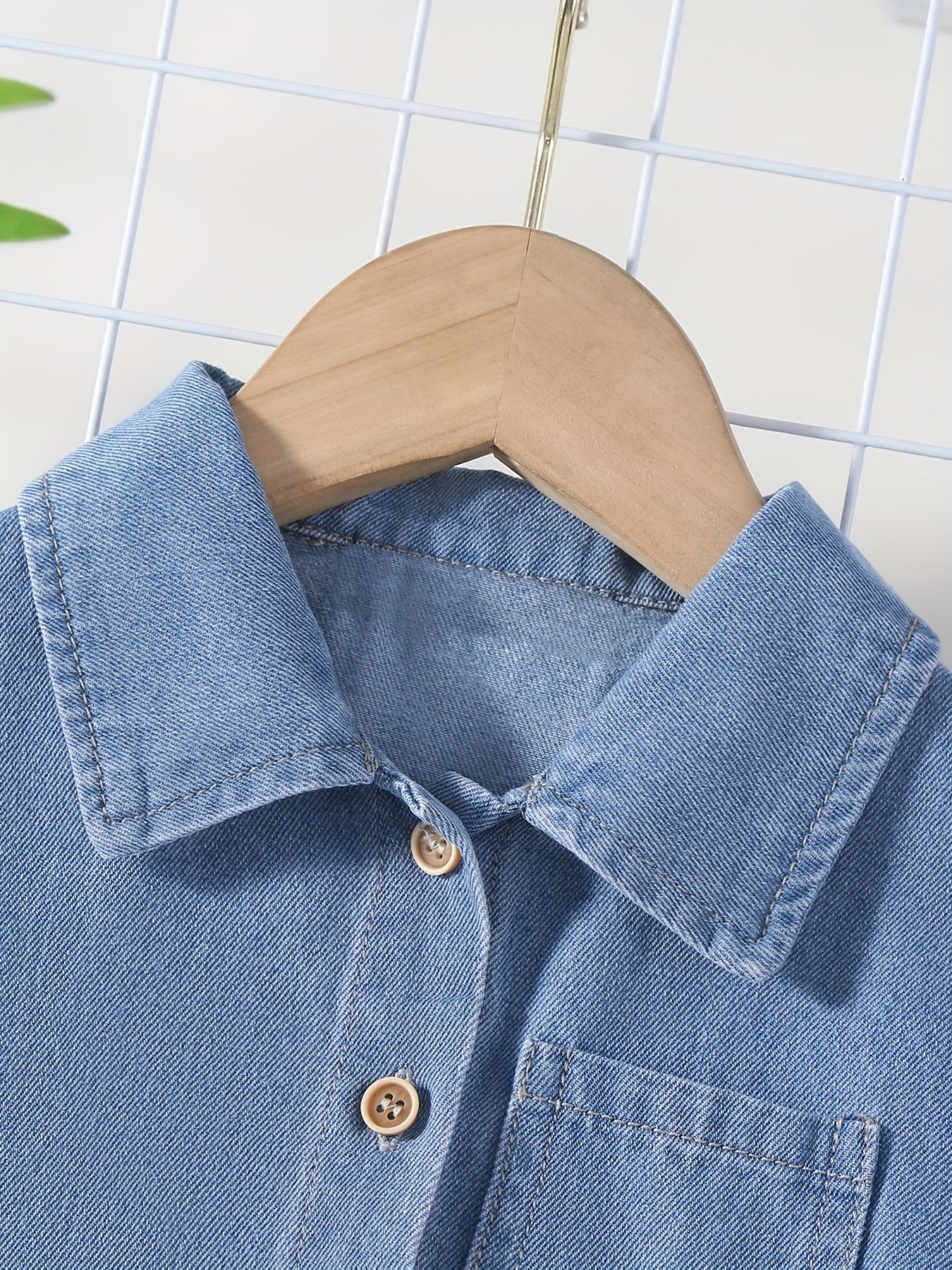 Boys Denim Lapel Shirt Short Sleeve Casual Top