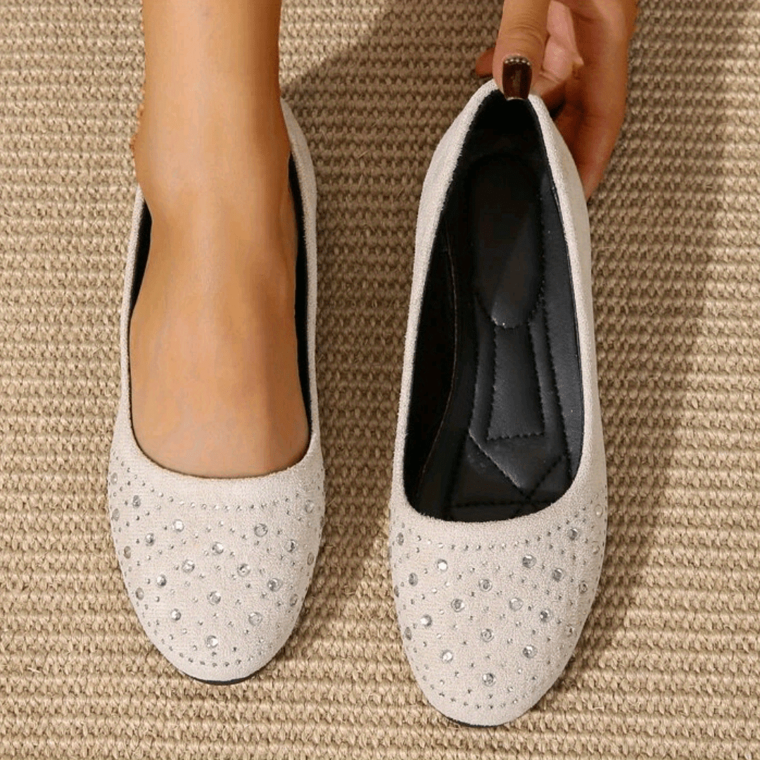 Women's Rhinestone Slip On Flat Shoes Soft Sole Casual Flats