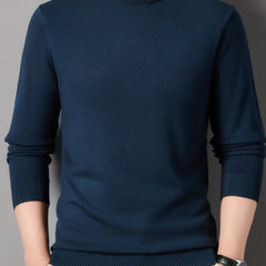 Men's Turtle Neck Knit Sweater Warm Solid Pullover for Fall Winter