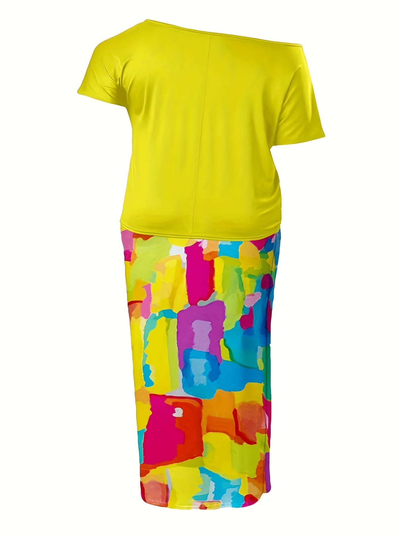  2 Piece Set: One Shoulder Top & Drawstring Maxi Skirt