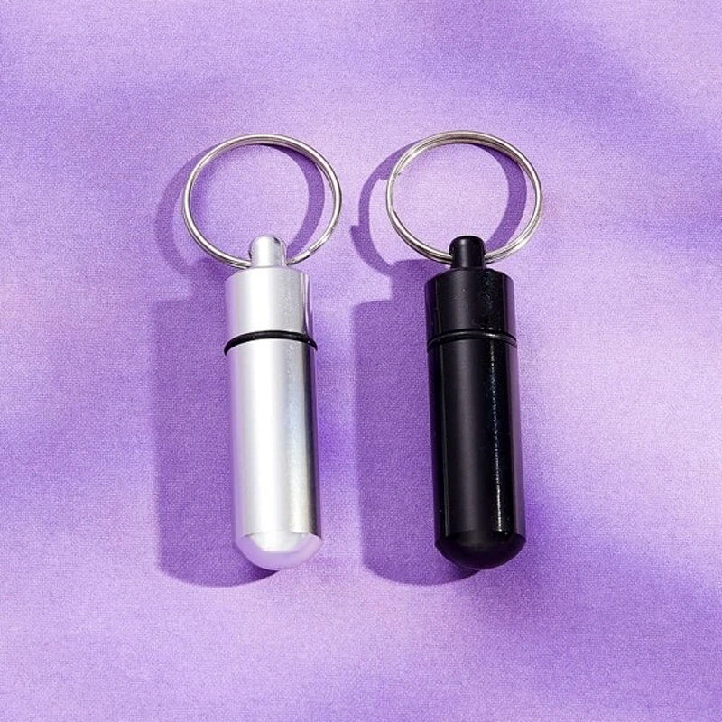 Aluminum Keychain Pill Bottle Travel Portable Pill Box Keyring