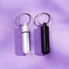 Aluminum Keychain Pill Bottle Travel Portable Pill Box Keyring