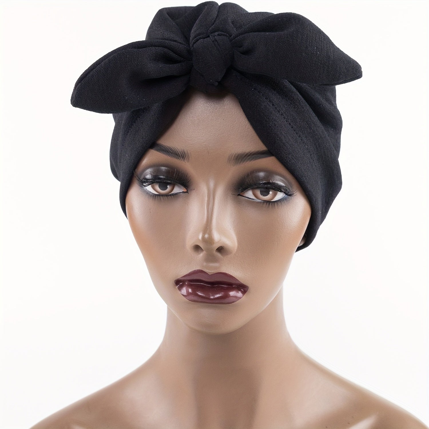 Bow Knotted Turban Cap Solid Head Wrap Hijab Head Scarf Stylish Bandana