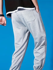 Men's Classic Cotton Blend Joggers Solid Drawstring Pants