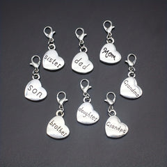 8pcs Silvery 3D Family Member Pendants Lobster Clasp