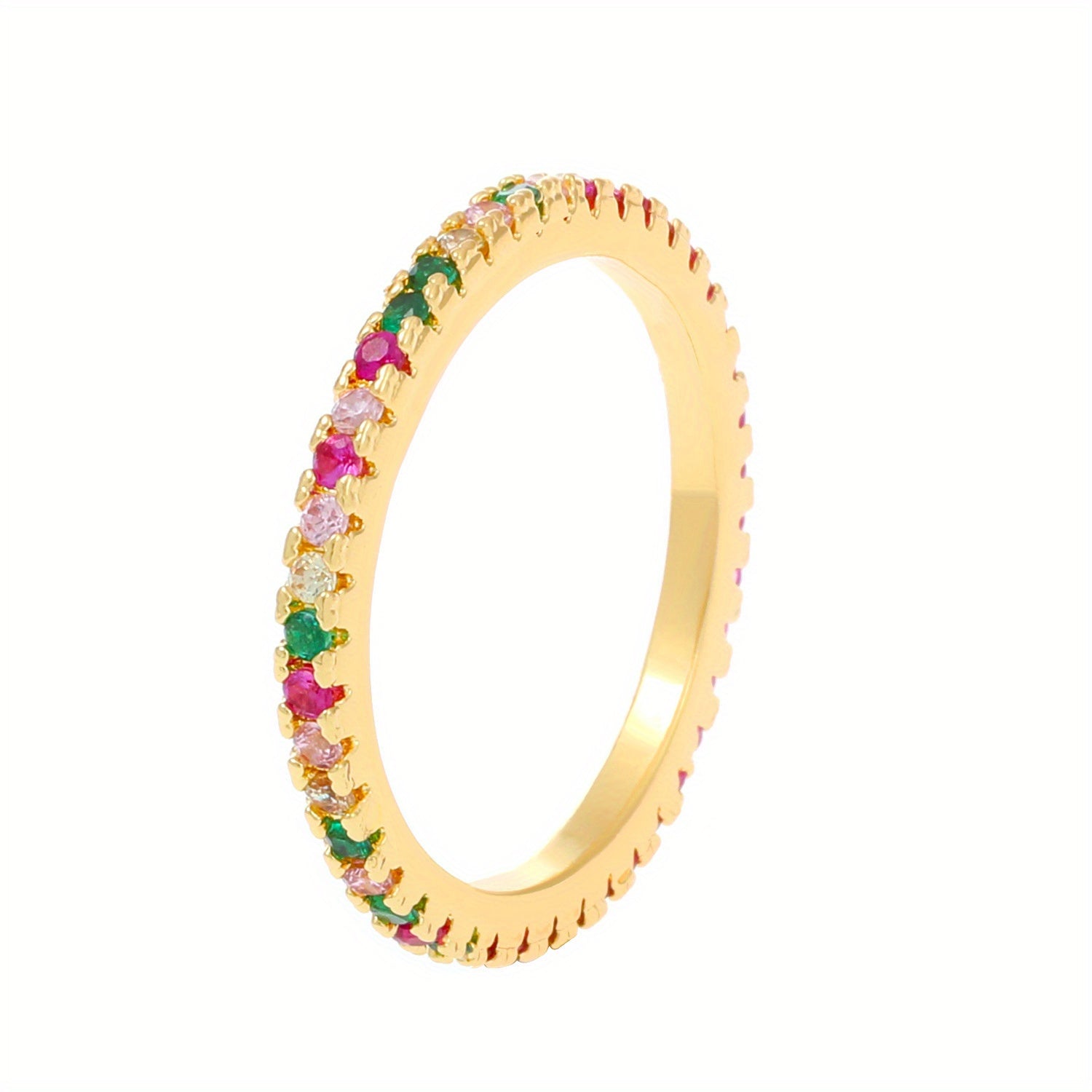 14k Plated Ring with Rhinestone Round Inlay, Perfect Gift for Friends