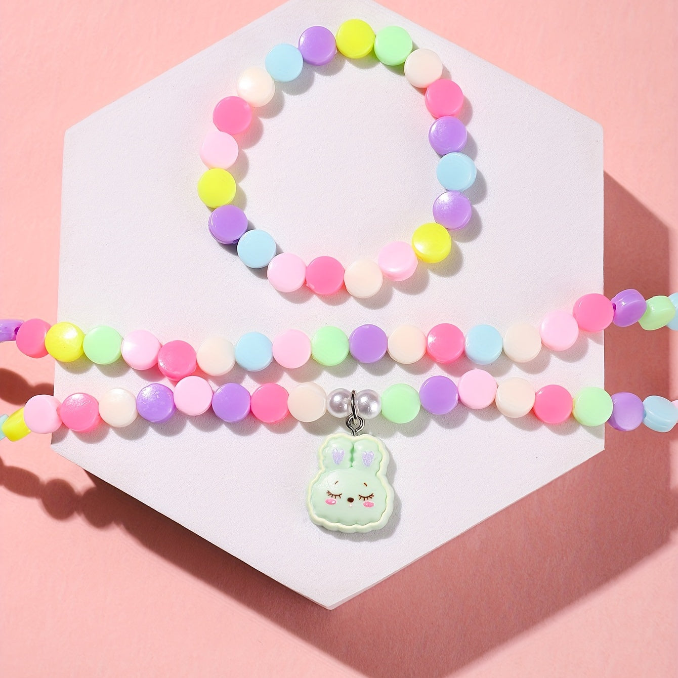 Colorful Acrylic Flower Necklace and Bracelet Jewelry Set