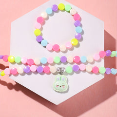 Colorful Acrylic Flower Necklace and Bracelet Jewelry Set