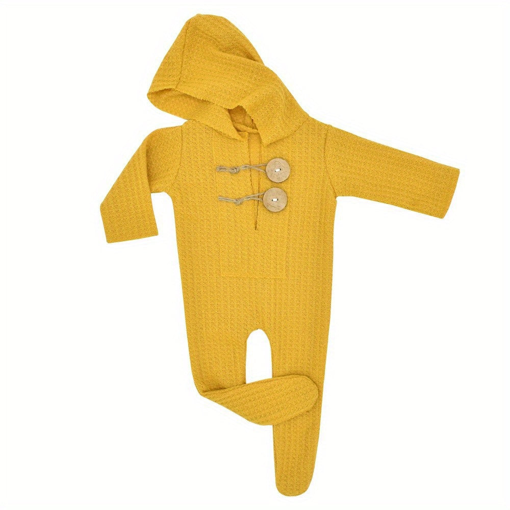 Newborn Baby Hooded Jumpsuit Photography Props Hat Romper Knitted Bodysuit