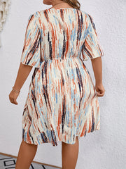  Casual Dress Women's Plus V Neck Short Sleeve Dress
