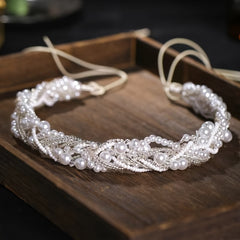 Bride Faux Pearl Hairband Crystal Headband Wedding Headdress Hair Accessories
