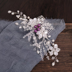 Silver Rhinestone Bridal Hair Comb with Opal Hair Accessories