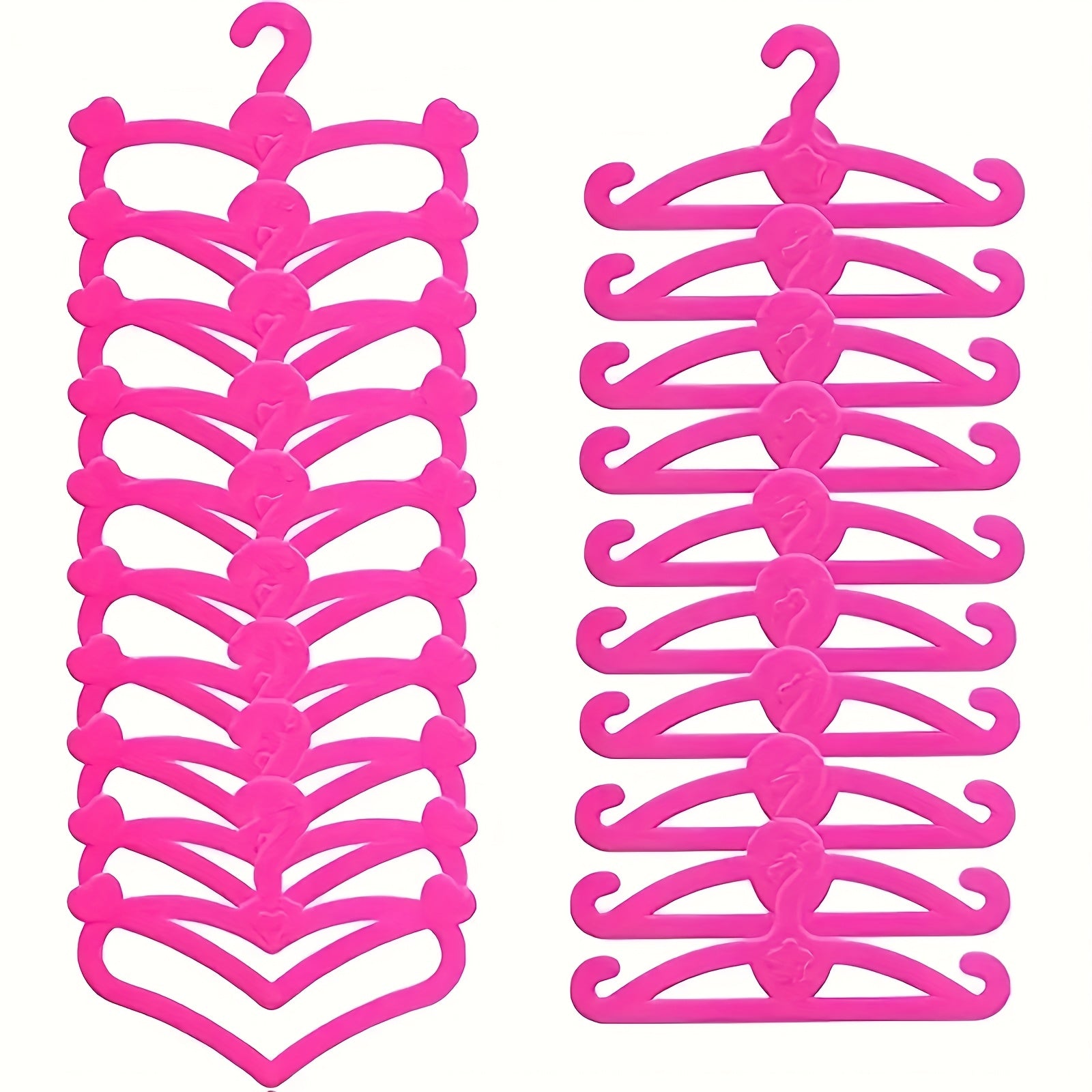 62pcs Pink Plastic Hangers Set for 11.5 Inch Dolls Clothes Dresses Outfits