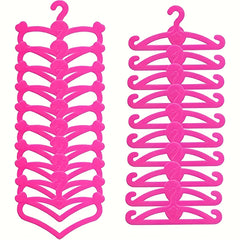 62pcs Pink Plastic Hangers Set for 11.5 Inch Dolls Clothes Dresses Outfits