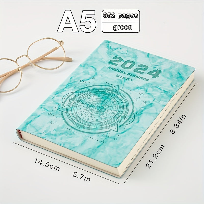 Daily Planner Notebook 352 Pages Hardcover Faux Leather