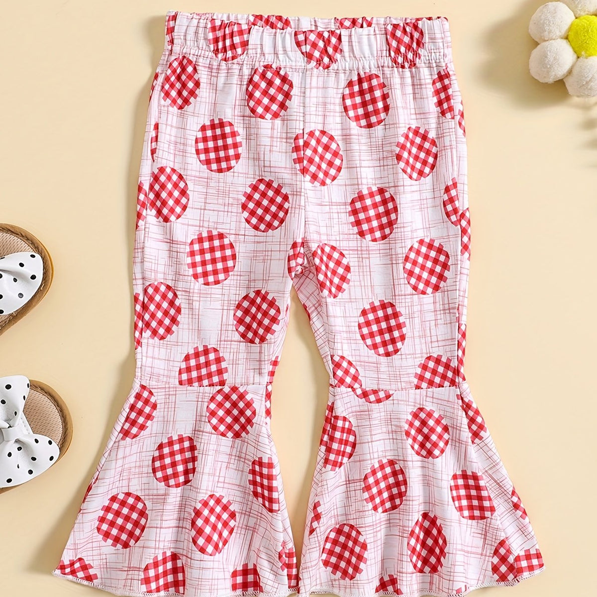 Baby Girls Casual Plaid Flared Pants for Summer