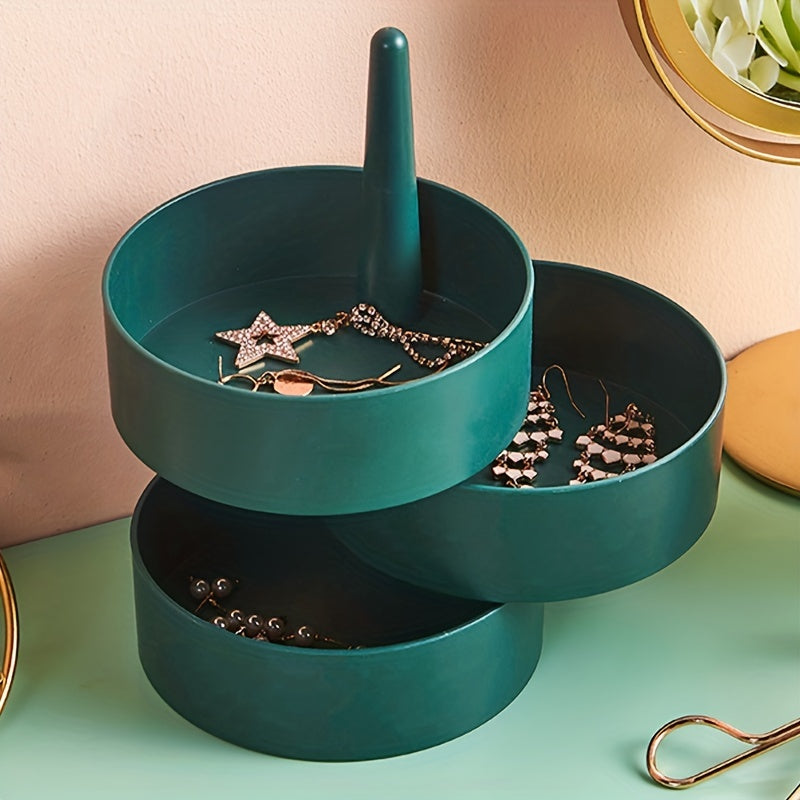 360 Degree Rotating Jewelry Storage Box for Earrings Rings and Small Items