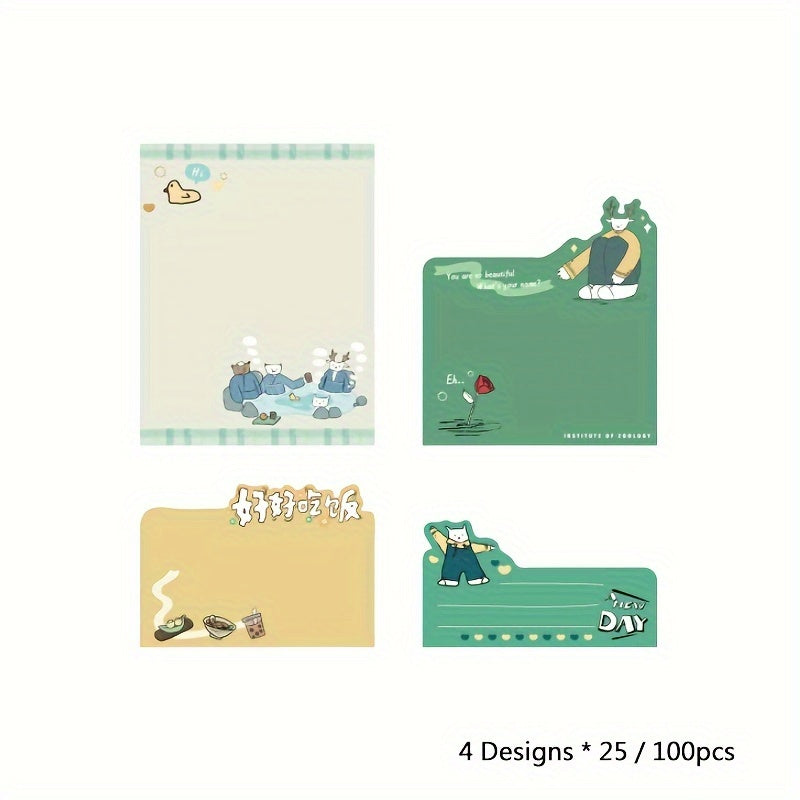 Cartoon Animal Sticky Notes 100 Sheets