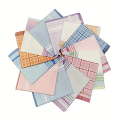 Plaid Striped Handkerchief Classic Vintage Cotton Soft Hankies