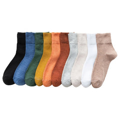 10 Pairs Women's Breathable Mid Tube Socks Solid Color Stockings