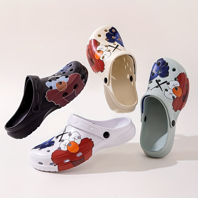 Men's Cartoon Print Platform Clogs