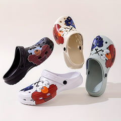 Men's Cartoon Print Platform Clogs