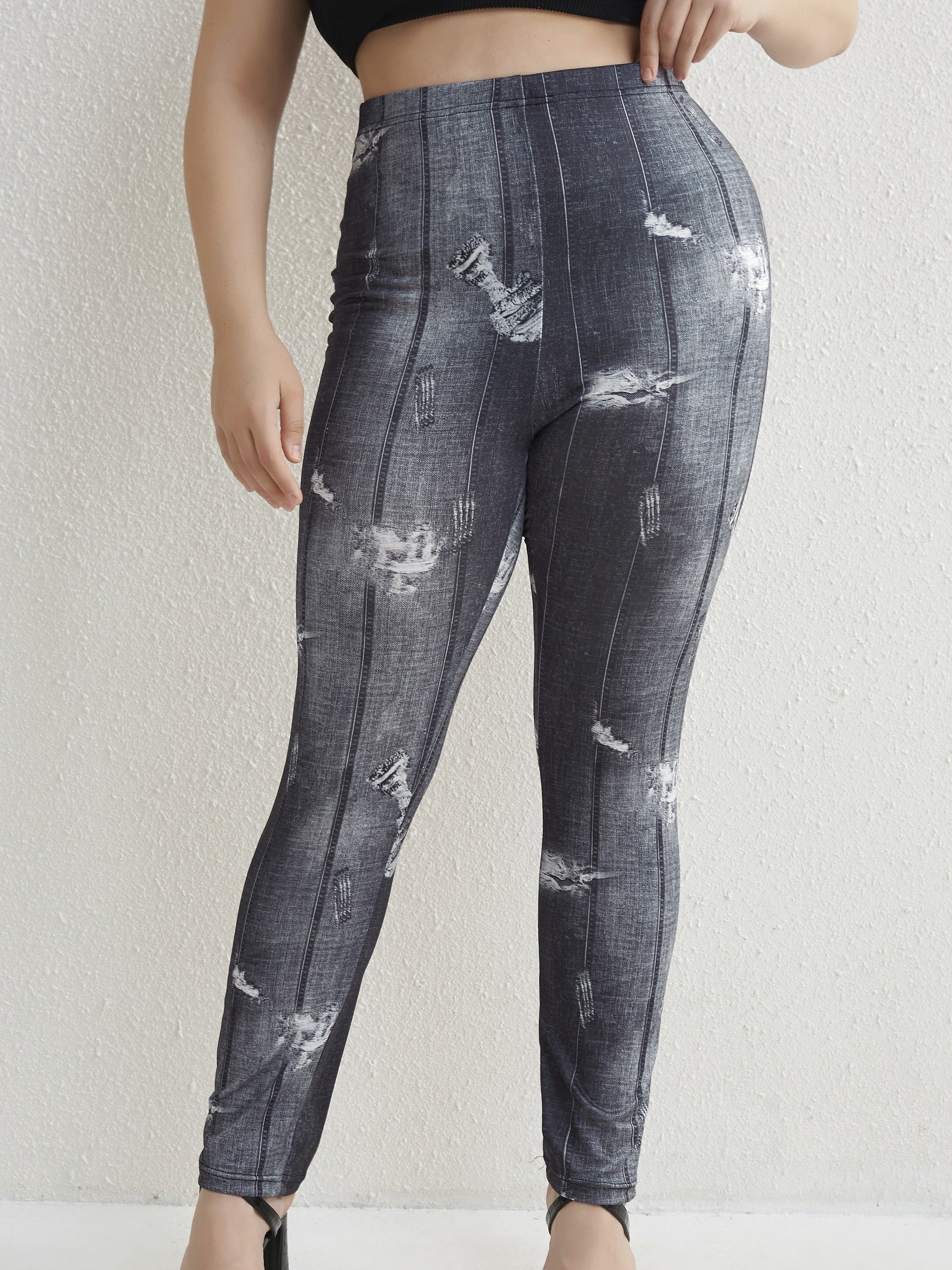  Denim Print Stretch Skinny Leggings