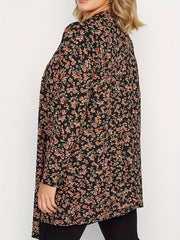  Ditsy Print Long Sleeve Open Front Cardigan