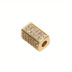 Brass CZ Tube Bead Bracelet Pendant Micro Inlaid Gasket DIY Jewelry