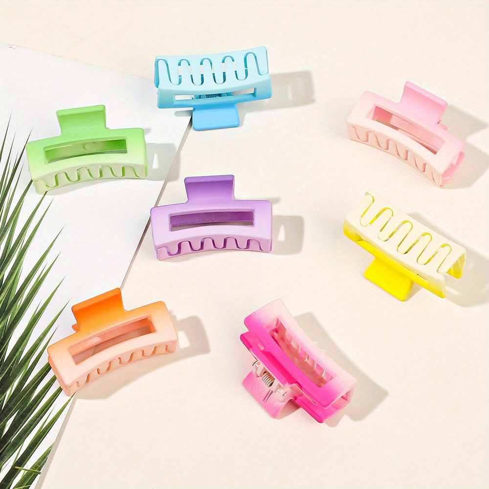 4pcs Frosted Square Hair Clips Hollow Hair Claw For Girls And Women