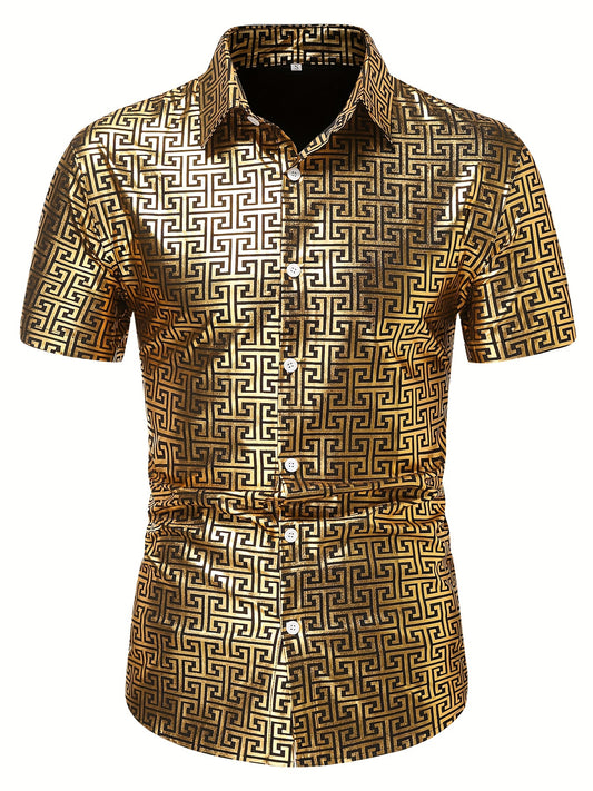 Geometric Print Men's Casual Short Sleeve Shirt