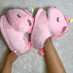 Women's Cozy Pony Novelty Slippers Warm Plush Indoor Non Slip Slippers