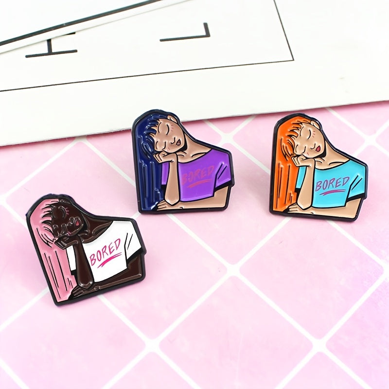 Zinc Alloy Cartoon Girl Brooch