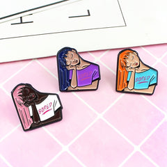 Zinc Alloy Cartoon Girl Brooch