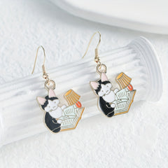 Kitten Night Reading Earrings Ear Jewelry Decoration