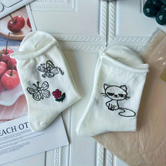 4 Pairs Pattern Socks Mid Tube Women's Stockings