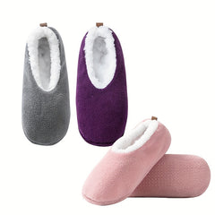 2 Pairs Plush Lined Low Cut Floor Socks